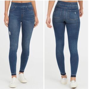 SPANX Distressed Ankle Skinny Jeans in Medium Wash Size XL